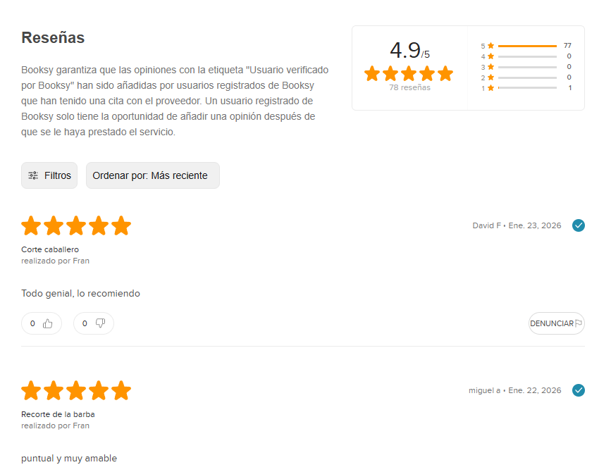 reseñas booksy frbarber